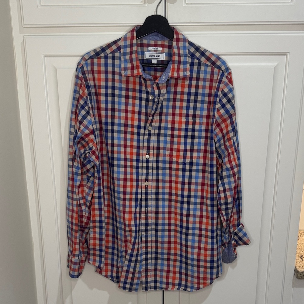 Crown & Ivy Red and Blue Checkered Men's Shirt